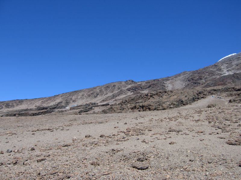 Kili (100) approaching Kibo Huts